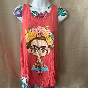 Frida Coral Animated Tank Top